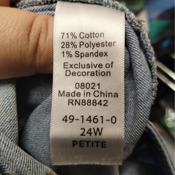 Woman Within Plus size 24W Petite Capri Light Wash Embroidered Blue Jeans - Picture 7 of 7